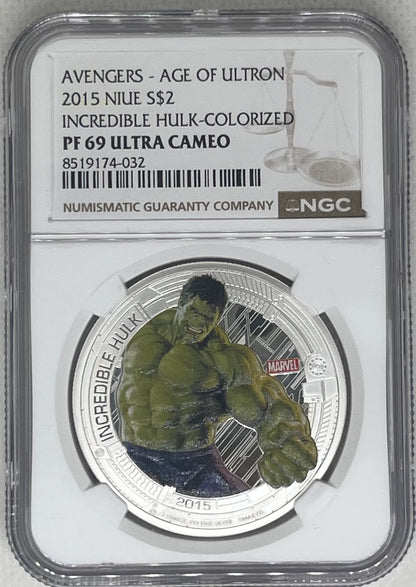 2015 Niue - 2 Dollars - 1 Oz - Thor (Avengers: Age of Ultron) Colorized Silver Coin – NGC PF69 UC