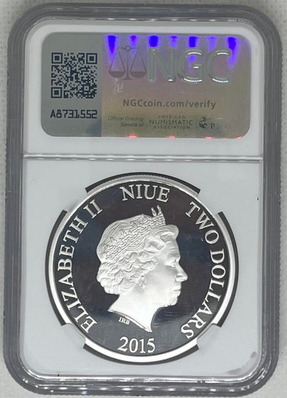 2015 Niue - 2 Dollars - 1 Oz - Thor (Avengers: Age of Ultron) Colorized Silver Coin – NGC PF69 UC