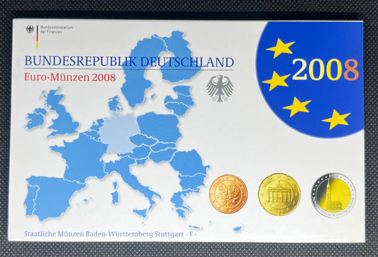 2008 Germany - 1c, 2c, 5c, 10c, 20c, 50c, €1, €2 - Euro Coin Set - Random Mint
