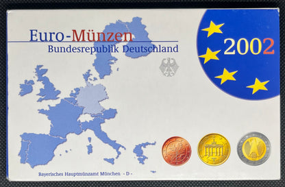 2002 Germany - 1c, 2c, 5c, 10c, 20c, 50c, €1, €2 - Euro Coin Set - Random Mint