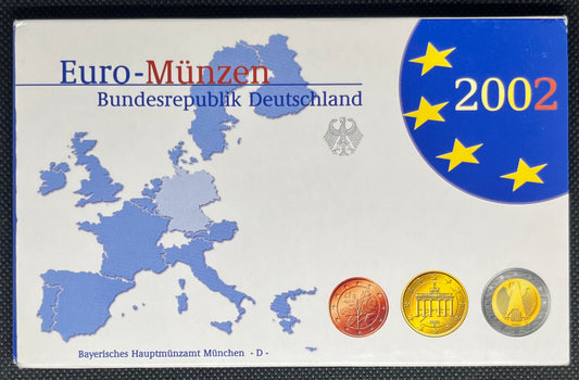 2002 Germany - 1c, 2c, 5c, 10c, 20c, 50c, €1, €2 - Euro Coin Set - Random Mint