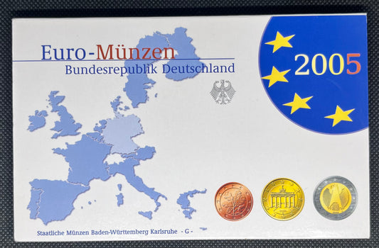 2005 Germany - 1c, 2c, 5c, 10c, 20c, 50c, €1, €2 - Euro Coin Set - Random Mint
