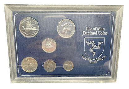 1976 Isle of Man - ½p, 1p, 2p, 5p, 10p, 50p - 6-Coin Silver Decimal Mint Set