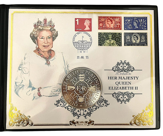 2022 Solomon Islands – 10 Dollars - Queen Elizabeth II Platinum Jubilee 5oz Silver Proof Coin Cover