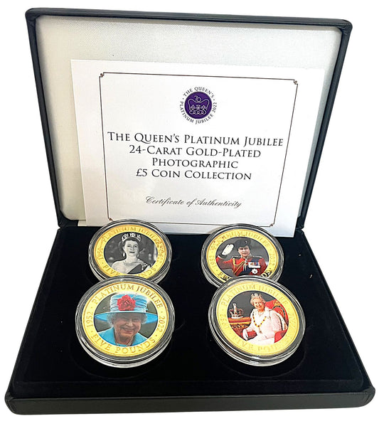 2022 UK – £5 - Queen Elizabeth II Platinum Jubilee Gold-Plated Coin Collection