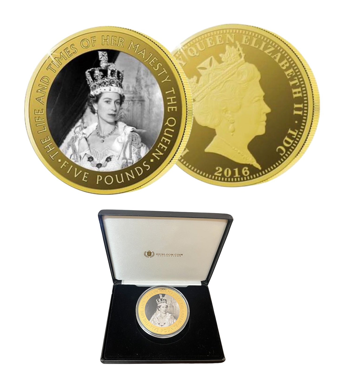 2016 Tristan da Cunha – £5 - Queen Elizabeth II “The Life and Times” Gold-Plated Coin