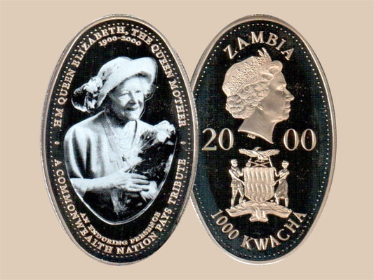 2000 Zambia – 1000 Kwacha - Queen Elizabeth The Queen Mother Millennium Coin