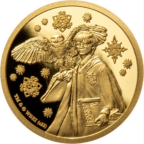 2022 Samoa - $50 Tala - Harry Potter – Hedwig Gold Commemorative Coin Card
