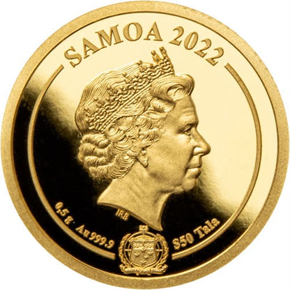 2022 Samoa - $50 Tala - Harry Potter – Hedwig Gold Commemorative Coin Card