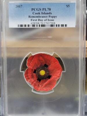 2017 Cook Islands - Remembrance Poppy – Tribute to the Fallen 1 Oz Silver Colored Coin image 4