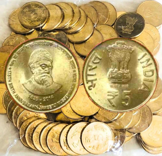Rs 5 175th BIRTH ANNIVERSARY OF JAMSHET JI NUSSERWANI TATA 100 coin RBI Noida Mint Pack image 0