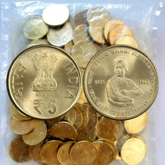 Rs. 5 Swami Vivekananda 100 coin RBI Kolkata Mint Pack image 0