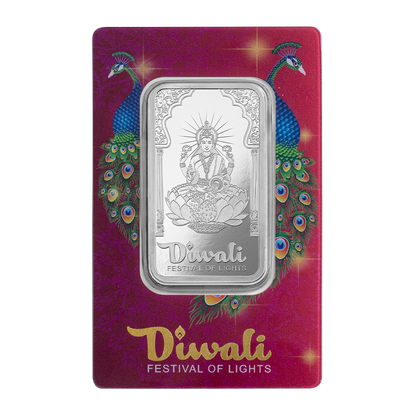 2024 PAMP - Diwali - Lakshmi &amp; Peacocks 1 Oz Pure Silver Bar image 1