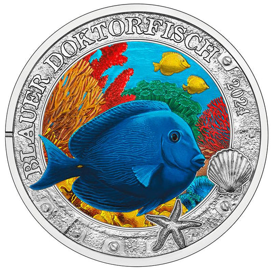 2024 Luminous Marine Life - Blue DOCTORFISH Commemorative Coin in Capsule image 1