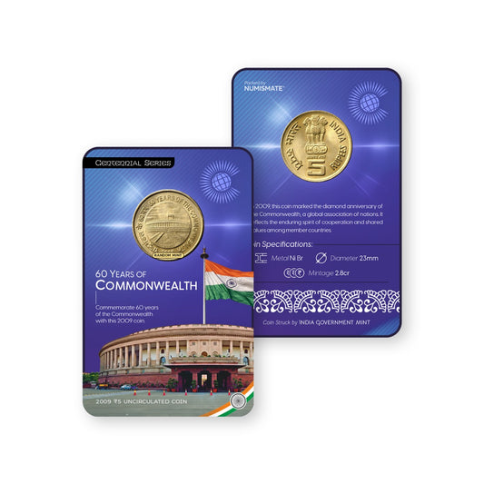 Rs.5 60 YEARS OF COMMONWEALTH Commemorative Coin Card - Special Edition image 0