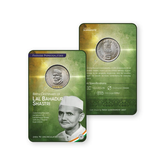 Rs.5 BIRTH CENTENARY OF LAL BAHADUR SHASHTRI Commemorative Coin Card - Special Edition image 0