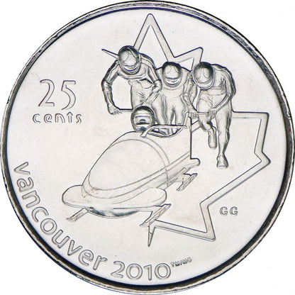 2008 Canada - 25 Cents - Vancouver 2010 Winter Olympics - Bobsleigh