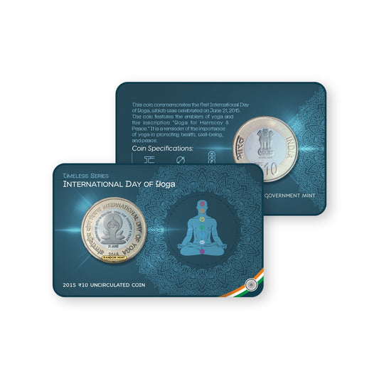 Rs.10 INTERNATIONAL DAY OF YOGA Commemorative Coin Card - Special Edition image 0