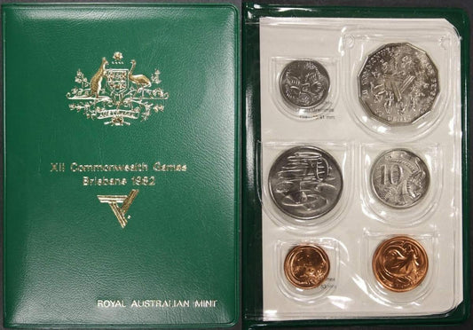 1982 Australia – 1c, 2c, 5c, 10c, 20c, 50c – Mint Set – XII Commonwealth Games Brisbane