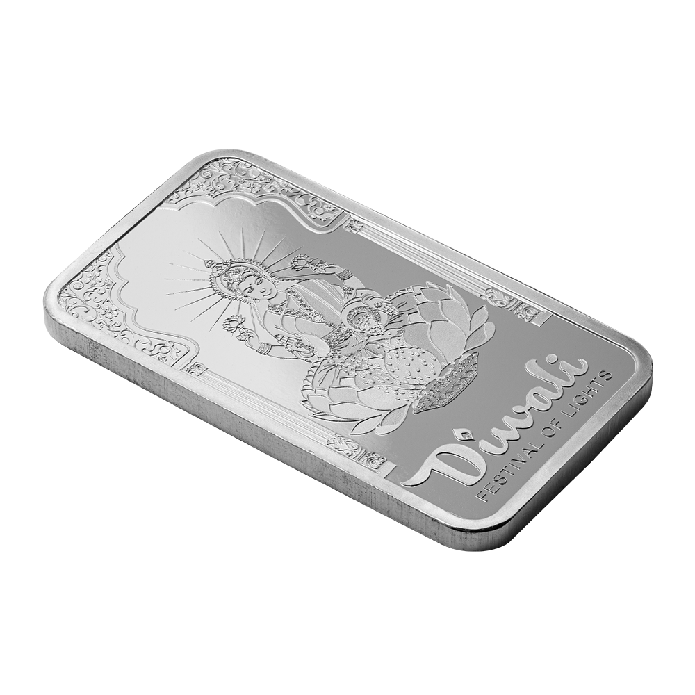 2024 PAMP - Diwali - Lakshmi &amp; Peacocks 1 Oz Pure Silver Bar image 3