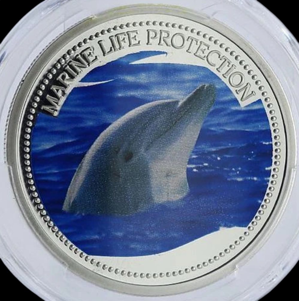 2004 Palau – 5 Dollars - Marine Life Protection – Dolphin