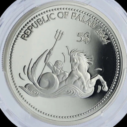 2004 Palau – 5 Dollars - Marine Life Protection – Dolphin