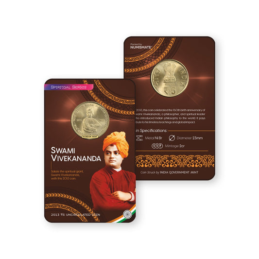 Rs.5 SWAMI VIVEKANANDA Commemorative Coin Card - Special Edition image 0