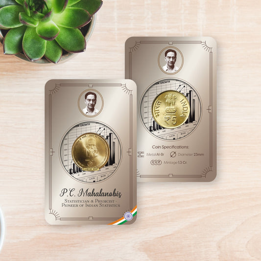 Rs.5 P.C.Mahalanobis (Small Portrait) Commemorative Coin Card - Special Edition image 0