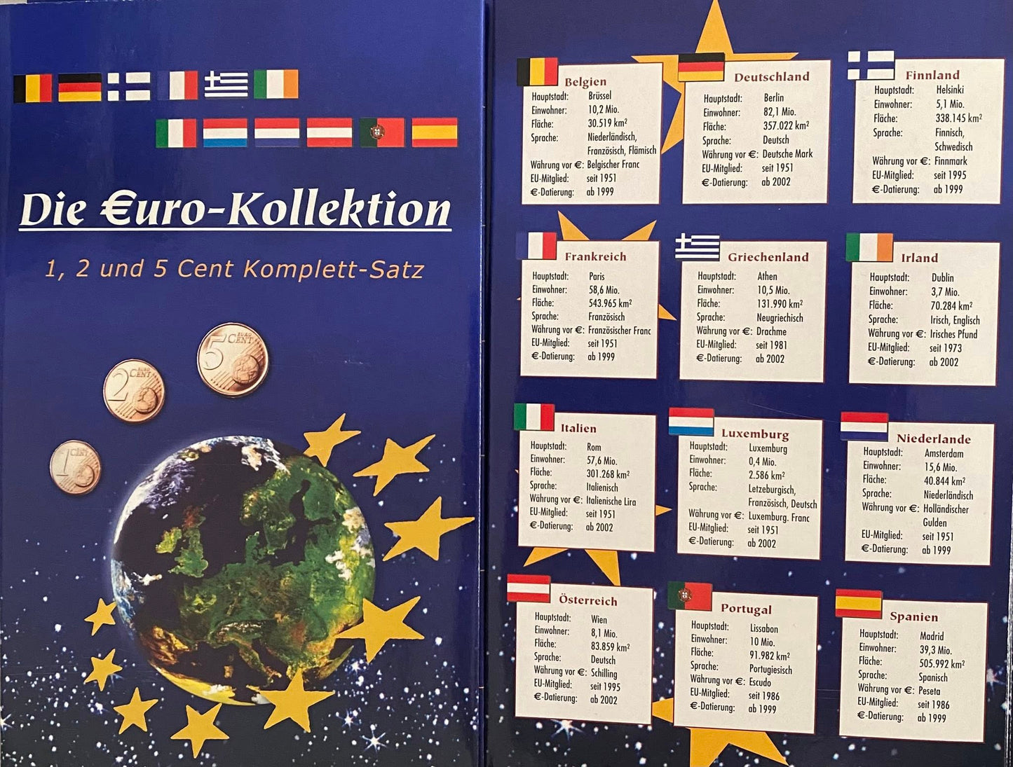 Euro - 1, 2, and 5 Cent - Eurozone “Founding States” Collection