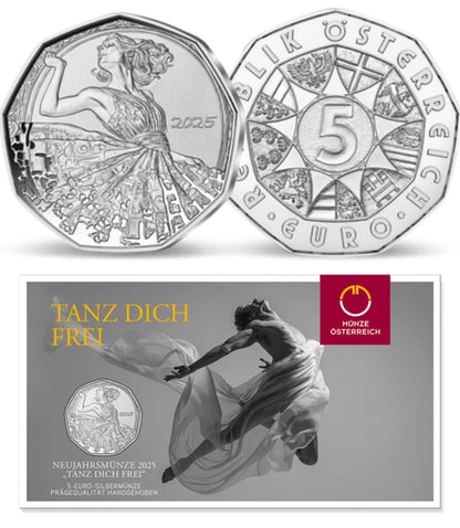 2025 - New Year ‘Dance Yourself Free’ Silver Coin in Original Mint Pack image 0