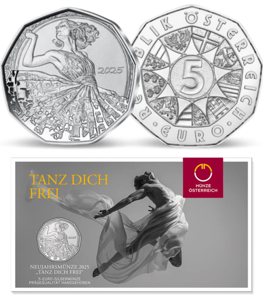 2025 - New Year ‘Dance Yourself Free’ Silver Coin in Original Mint Pack image 0