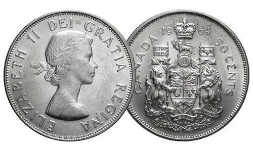 1964 Canada - Coat of Arms - Silver Half Dollar
