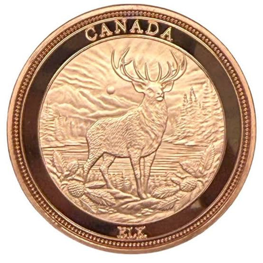 Canada - 1 Troy Oz - Elk – Canadian Heritage Series Copper Round