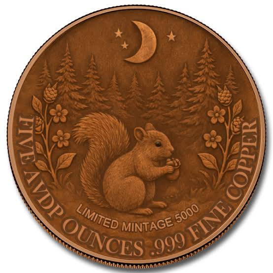 5 AVDP Oz - Mystic Night Squirrel – Neon Series #5 Colorized Copper Round