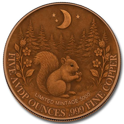5 AVDP Oz - Mystic Night Squirrel – Neon Series #5 Colorized Copper Round