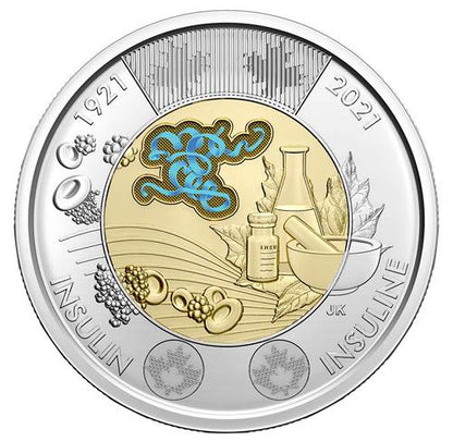 2021 Canada - 5 ¢, 10 ¢, 25 ¢, $1 & $2 - 100th Anniversary of the Discovery of Insulin