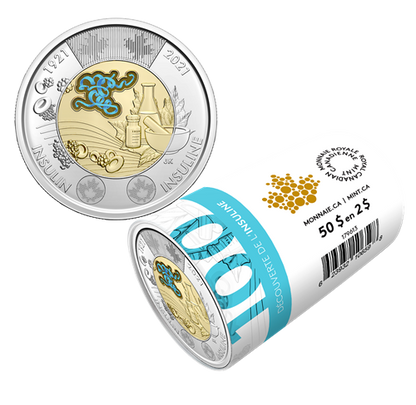 2021 Canada - Discovery of Insulin Colourized Coin Special Wrap Roll