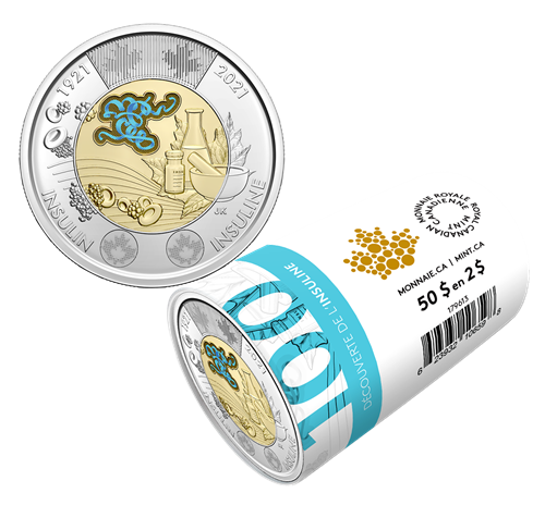 2021 Canada - Discovery of Insulin Colourized Coin Special Wrap Roll