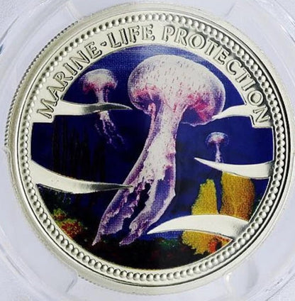 2004 Palau – 5 Dollars -  Marine Life Protection – Jellyfish