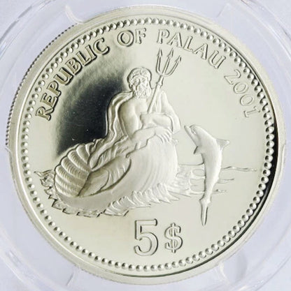 2004 Palau – 5 Dollars -  Marine Life Protection – Jellyfish