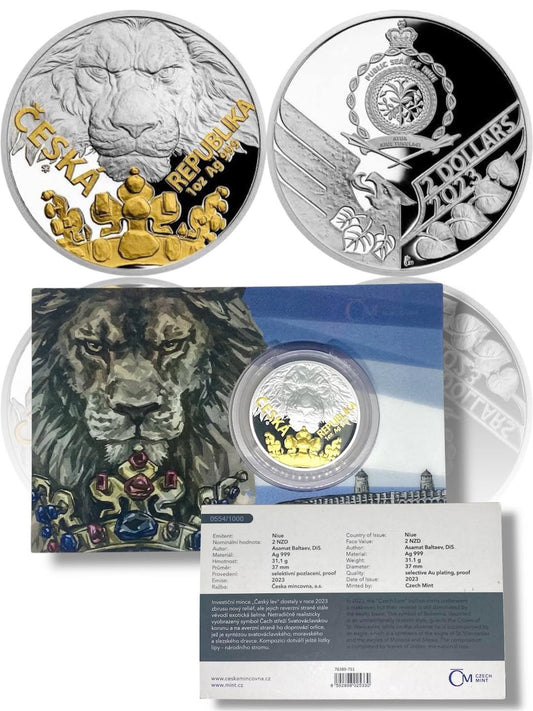 2023 Niue - Czech Lion – Proof Gilded Silver Coin