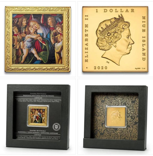 2020 Niue – $1 Dollar - Sandro Botticelli – Madonna and Child with Six Angels