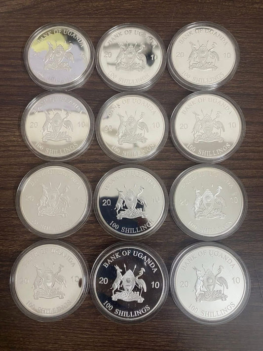 2010 Uganda - MAN EATERS Complete Set - 12 Proof Coins