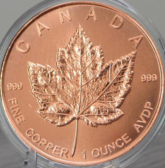 Canadian Maple Leaf Design Copper Round (Medallion)