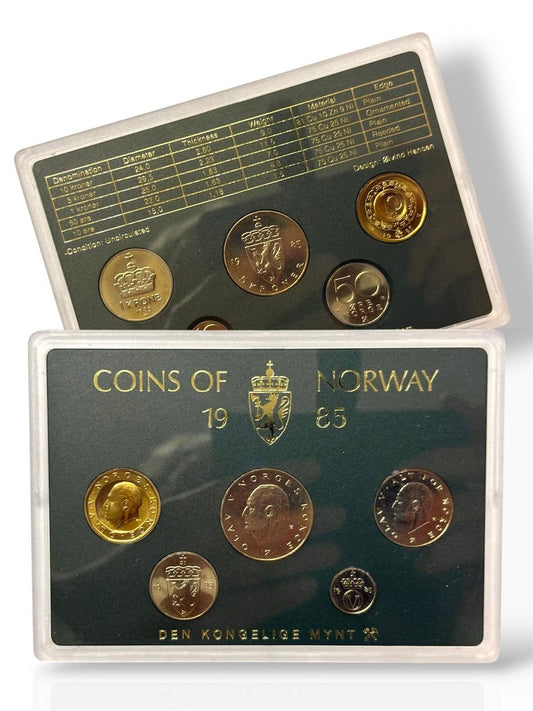 Norway - 1 Krone, 5 Kroner, 10 Kroner, 20 Kroner, 50 Øre - Official 5-Coin Set - Random Year