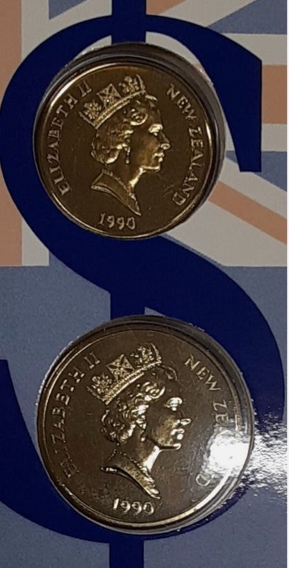 1990 New Zealand – One & Two Dollars – Reserve Bank of New Zealand Kiwi Dollar Collection