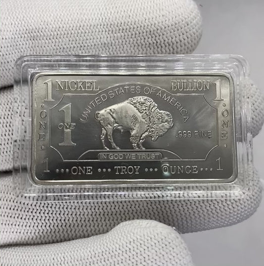 1 Troy Ounce .999 Fine Nickel Bullion Bar