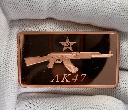 1 Troy Ounce .999 Fine AK-47 Copper Bullion Bar