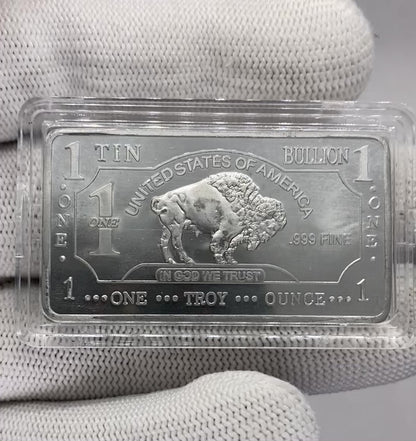 1 Troy Ounce .999 Fine Tin Bullion Bar