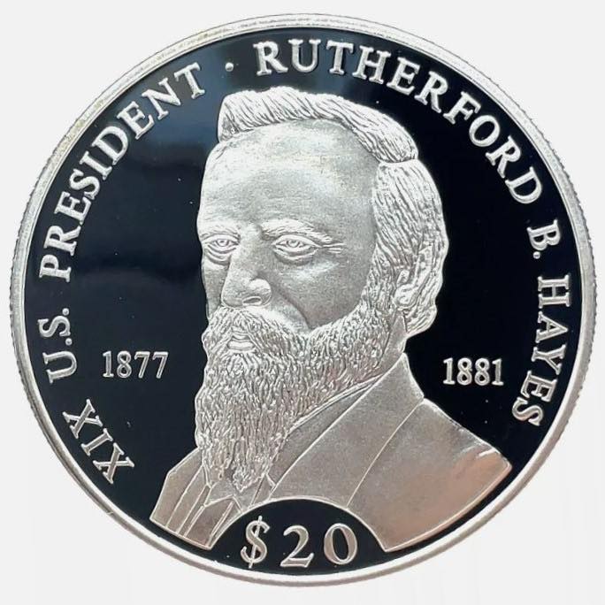 2000 Liberia – 20 Dollars - U.S. Presidents Series – Rutherford B. Hayes